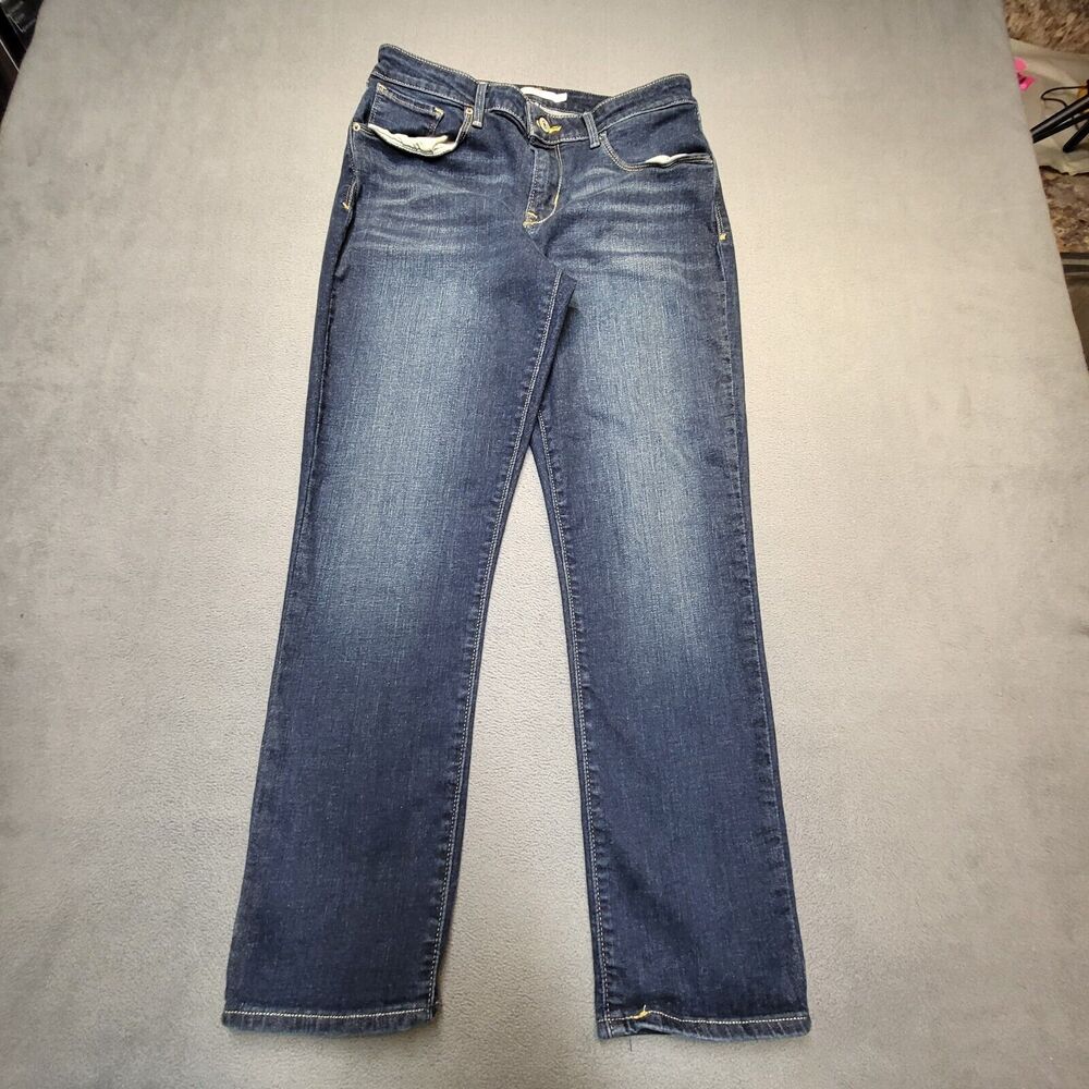 Levis Jeans‎ Womens 12 Blue Mid Rise Skinny Distressed Stretch Denim
